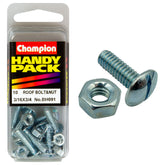 Champion - ROOFING BOLTS & NUTS-MUSHROOM HEAD-COMBO-3/16" x 3/4"-UNC-ZINC PLATED | BH091
